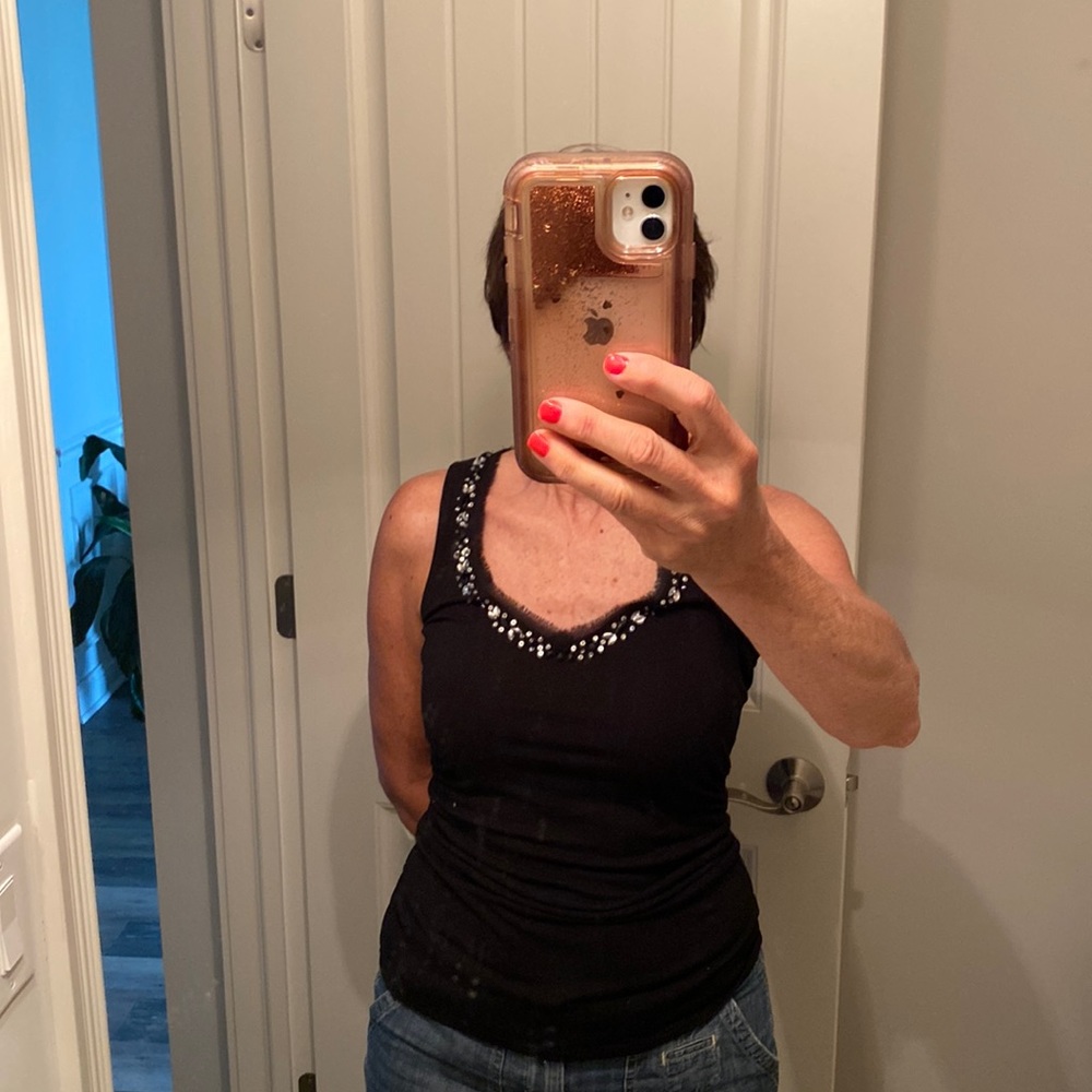 Black Embellished Tank Top